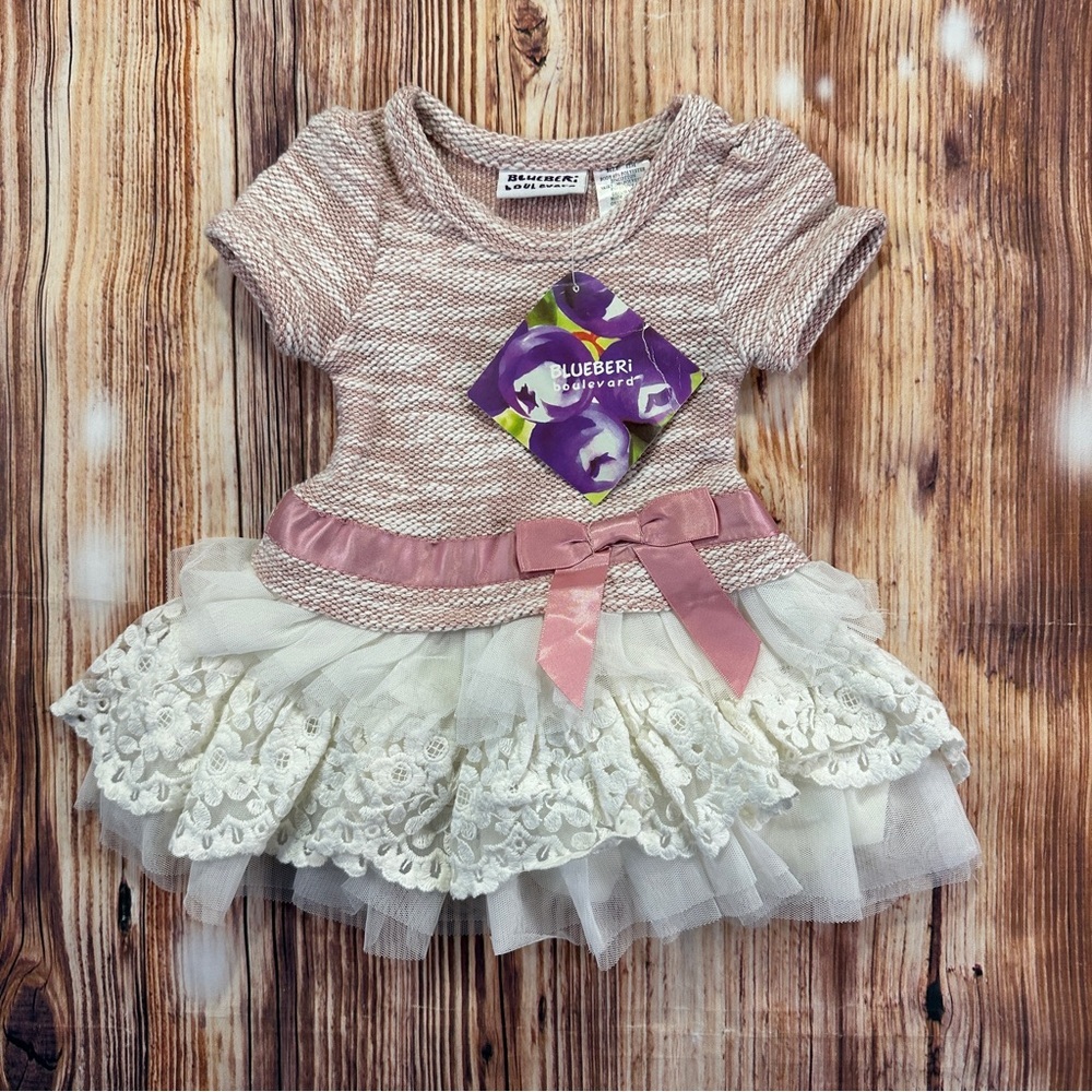 Blueberi Boulevard Soft Pink Knit Baby Dress 
12 Months